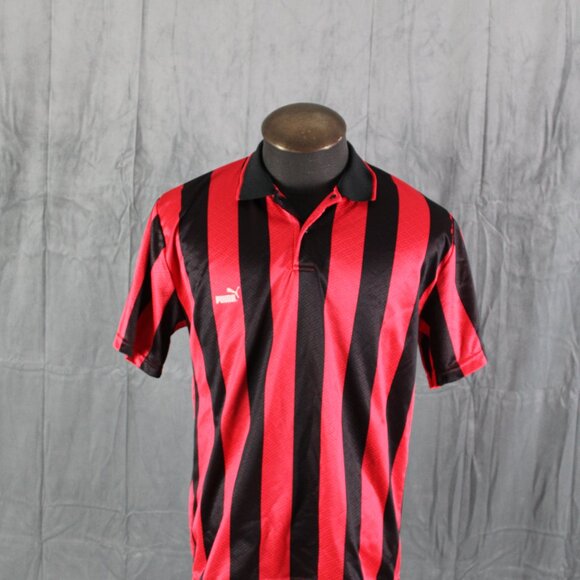 Vintage Puma Soccer Jersey - Red and Black Pinstripe Number 7 - Men's Medium - Picture 3 of 9
